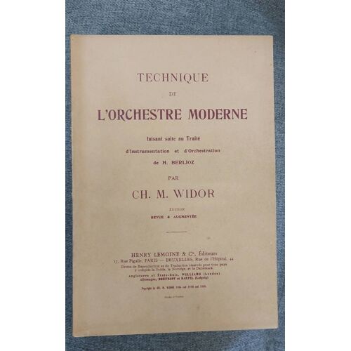 Technique De L'Orchestre D'Harmonie Par Ch. M. Widor