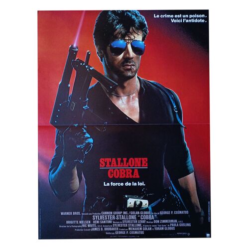 Cobra - Véritable Affiche De Cinéma Pliée - Format 40x60 Cm - De George Cosmatos Avec Sylvester Stallone, Brigitte Nielsen, Brian Thompson - 1986