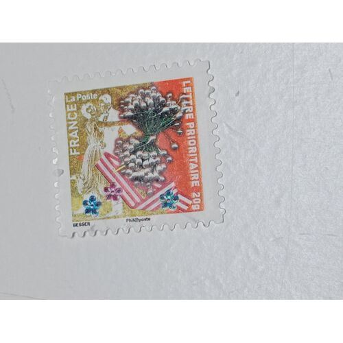 Timbre France Lettre 20g Autoadhesif Oblitere Yvert N° 496 Meilleurs Voeux Silhouette D'Un Couple Dansant Décors De 2010