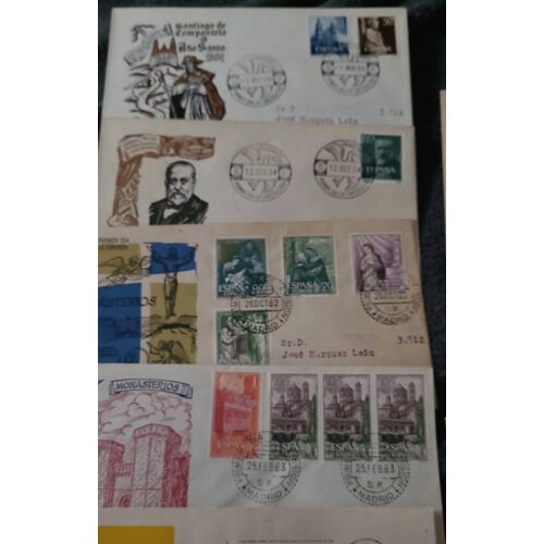 12 Enveloppes Timbrees 1er Jour De Circulation Espagne