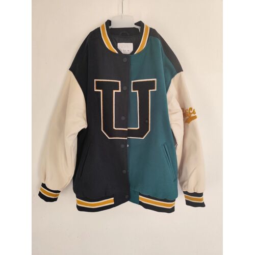 Zara Kids Veste Teddy Vert Noir Lettre U Taille 152 Cm (11-12 Ans) Bomber Teddy Tendance