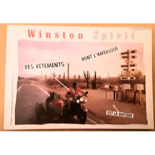 Carte Postale Winston Spirit Vetements Side Car Publicité Advert Carte