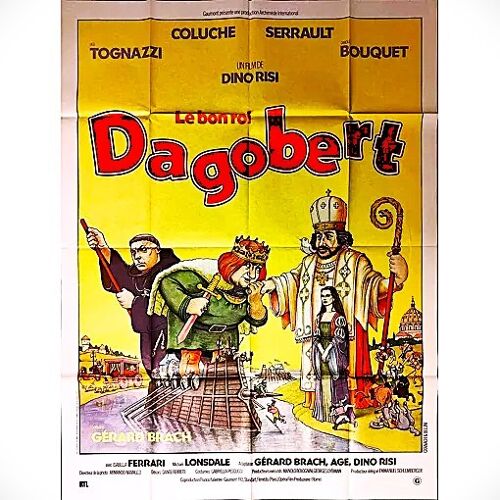 Le Bon Roi Dagobert De Dino Rissi - 1984 - Coluche -Affiche Originale Cinéma - 120 X 162