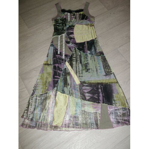 Robe Pause Cafe Multicolore En Voile, Doublée, À Bretelles Taille 40 Tbe