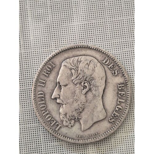 5 Francs Léopold Ii En Argent.