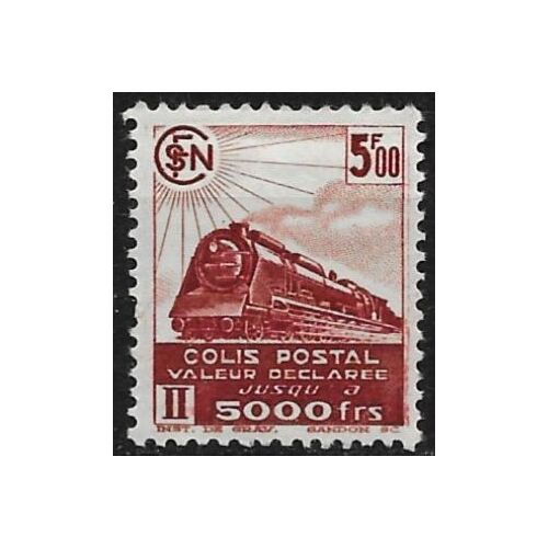 France 1942, Très Beau Timbre Neuf** Luxe Pour Colis Postal Yvert 188b, Valeur Déclarée, 5f00 Rouge Brun.