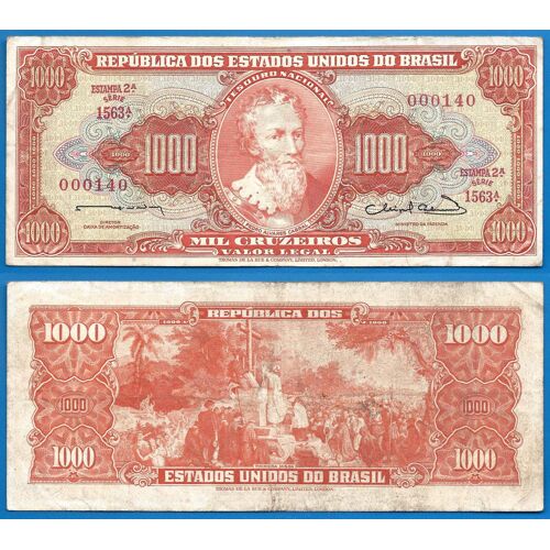 Bresil 1000 Cruzeiros 1963 Estampa 2a Signature 12 N°140 Billet Brasil Brazil Amerique