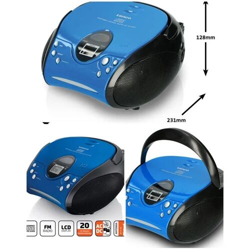Radio FM Stéréo Portable - Lecteur CD Noir et Bleu