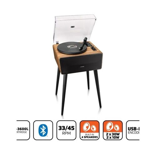 Tourne-disque avec haut-parleurs intégrés et Bluetooth® - Platine-disque sur pieds Oakwood Bois.