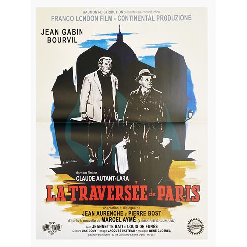 La Traversée De Paris - Affiche De Cinéma Pliée - Format 40x54 Cm - De Claude Autant-Lara Avec Jean Gabin, Bourvil, Louis De Funès - Ressortie
