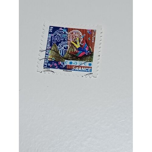 Timbre France Lettre 20g Autoadhésif Yvert N°503 Oblitéré Meilleurs Voeux Hirondelle Multicolore Couronne De Fete Des Riois De 2010
