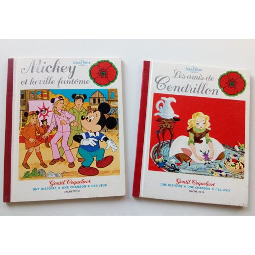 Mickey Et La Ville Fantôme, Les Amis De Cendrillon - Collection Gentil Coquelicot Une Histoire, Une Chanson, Des Jeux - Hachette 1978