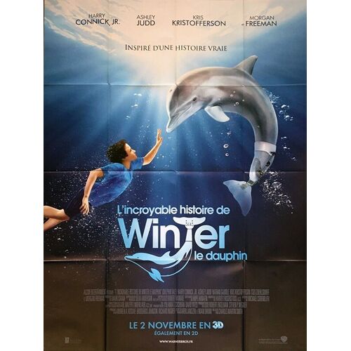 L'incroyable Histoire De Winter Le Dauphin (Dolphin Tale) - Véritable Affiche De Cinéma - Format 120x160 Cm - De Charles Martin Smith Avec Harry Connick Jr, Ashley Judd, Morgan Freeman - Année  2011