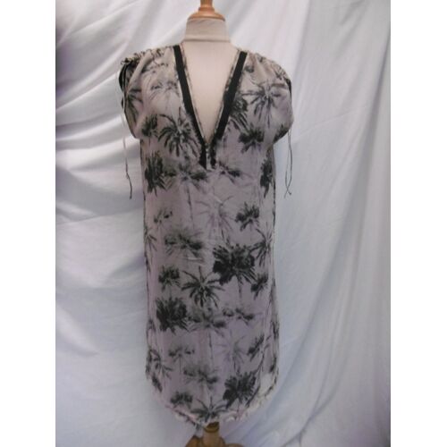 Swildens Robe Mousseline Imprimé Palmier Noir T 36