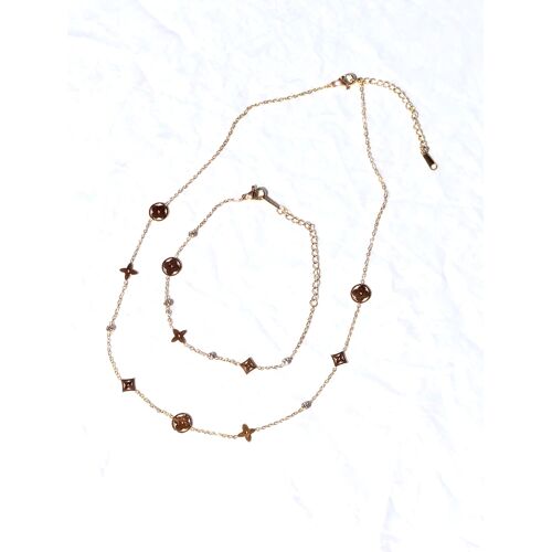 Parure Bijoux Etoiles Cercles Fleur Losanges Pierres Rondes Strass Bijoux Dorés Fantaisies Femmes
