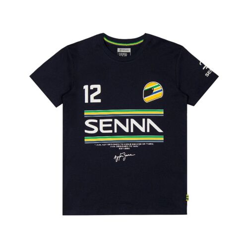 T-Shirt Ayrton Senna, 12 Rayures, Bleu,