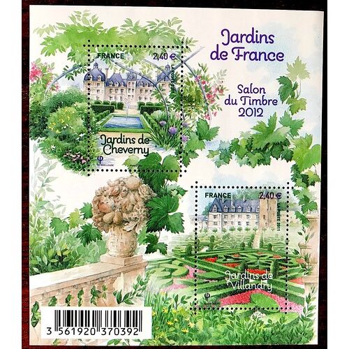 Jardins De France : Jardins De Cheverny Et Villandry Feuillet 4580 Année 2011 N° 4580 4581 Yvert Et Tellier Luxe