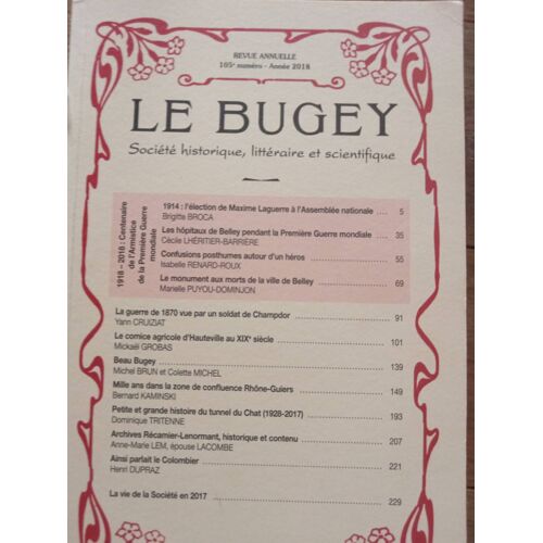 Le Bugey (Revue Année 2018 ,105eme Numero)