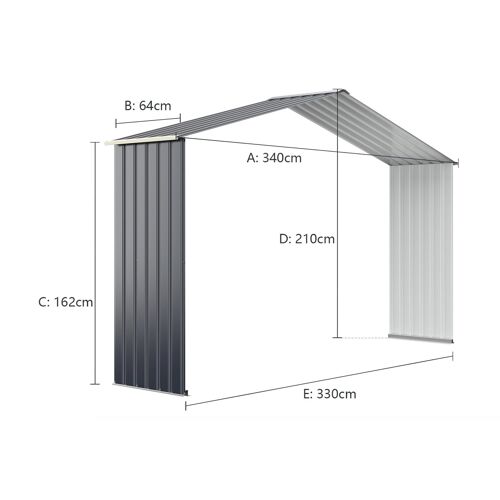 Costway Kit D'Extension Pour Abri De Jardin 340 X 255 X 210 Cm, Gris