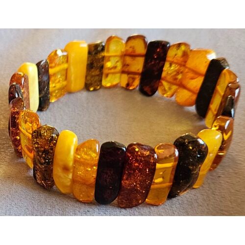 Bracelet Ambre Baltique Multicolore Extensible Mj11
