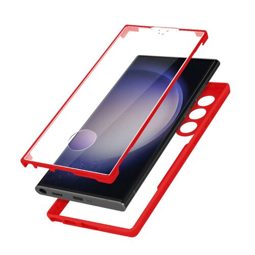 Coque Intégrale pour Galaxy S23 Ultra Protection Hybride Antichoc Rouge