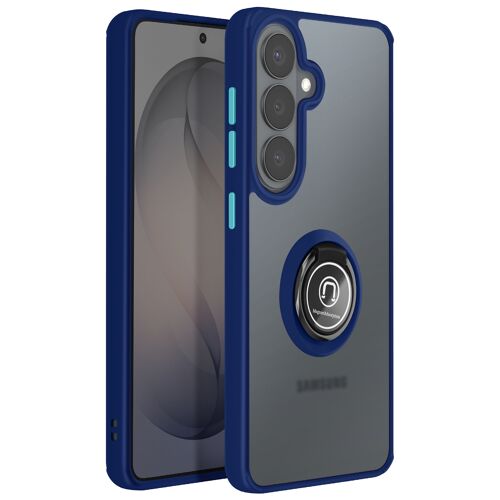 Coque Translucide Magnétique avec Anneau Rotatif 360° pour Galaxy S26 Bleu