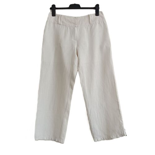 Pantalon Beige Écru. Lin. Taille 40