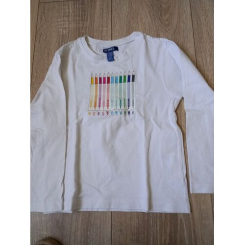 Tee-Shirt Manches Longues Blanc Marque Okaidi Taille 4 Ans