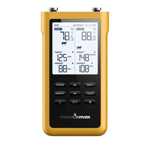 Thermomaven Thermomètre À Viande Intelligent Sans Fil 3000 Ft - 6 Capteurs Nist Précis, 2 Sondes Fines, Écran Lcd Pour Barbecue/Four.