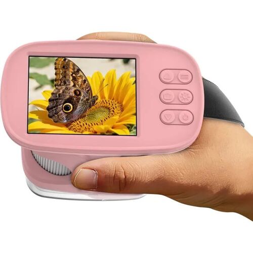 Microscope Enfants 4K 1000x - Écran 2,4" Portable, Jouet Éducatif STEM, Cadeau Noël/Anniversaire (Rose).