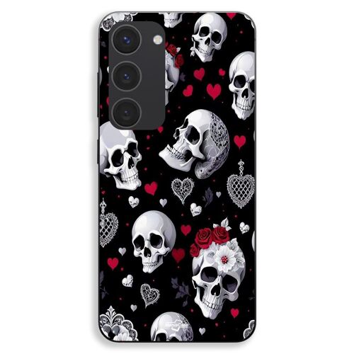 Coque Pour Samsung Galaxy S23 Plus Tête de mort et coeurs Maniacase
