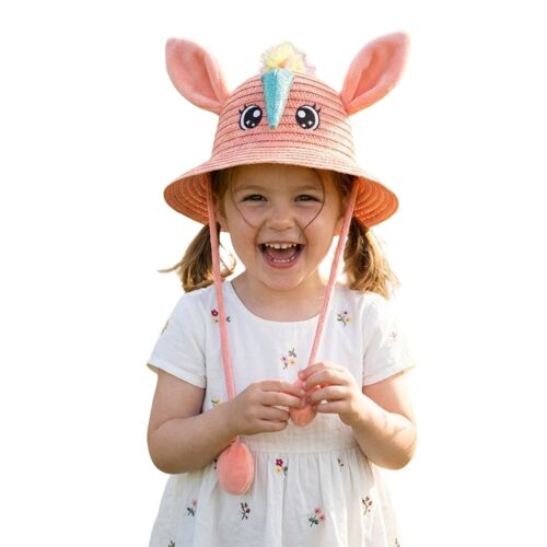Chapeau Enfant "Licorne Magique" À Oreilles Mobiles Corail