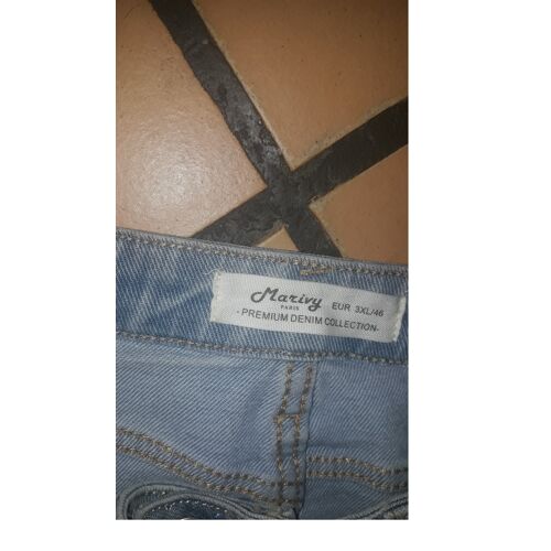 Jupejeans Strass Losange Longue Bleu Fendu 46 Marivy