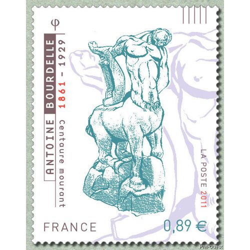 Art : "Centaure Mourant" Sculpture D'Antoine Bourdelle Année 2011 N° 4626 Yvert Et Tellier Luxe