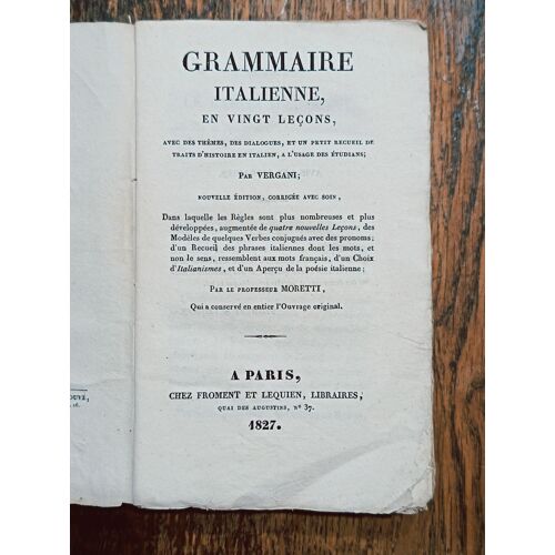 Grammaire Italienne En Vingt Leçons