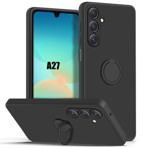 Coque pour Samsung Galaxy A27 5G, Protection Silicone Liquide Slim Léger avec Anneau Rotatif Noir - E.F.Connection