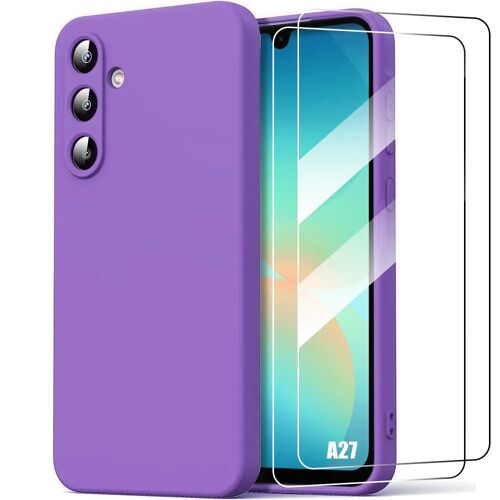 Coque + 2 Verres Trempés pour Samsung Galaxy A27 5G, Silicone Liquide Ultra Fine Antichoc - Violet - E.F.Connection