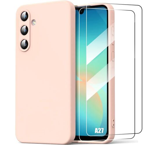 Coque + 2 Verres Trempés pour Samsung Galaxy A27 5G, Protection Silicone Souple Anti-Rayures Rose - E.F.Connection