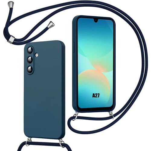 Coque pour Samsung Galaxy A27 5G, Protection Silicone Antichoc Anti-Rayures avec Cordon Bleu Marine - E.F.Connection