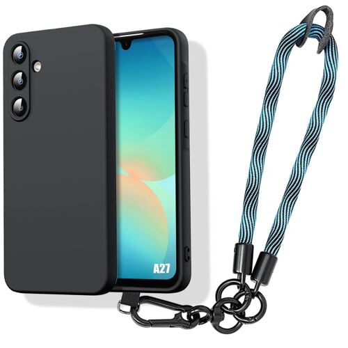 Coque pour Samsung Galaxy A27 5G, Protection Silicone Antichoc Noir avec Bracelet Amovible Bleu - E.F.Connection