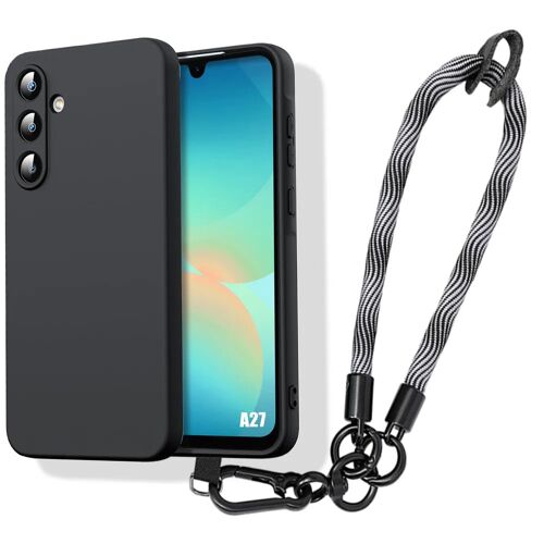Coque pour Samsung Galaxy A27 5G, Protection Silicone Antichoc Noir avec Bracelet Amovible Gris - E.F.Connection