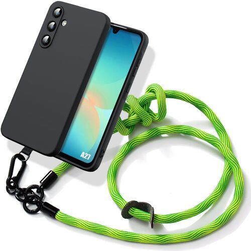 Coque pour Samsung Galaxy A27 5G, Silicone Slim Liquide Anti-Rayures avec Cordon Démontable Vert - E.F.Connection