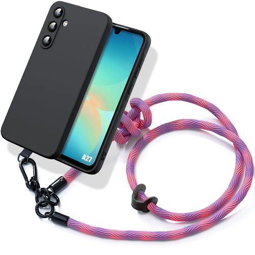 Coque pour Samsung Galaxy A27 5G, Silicone Slim Liquide Anti-Rayures avec Cordon Démontable Rose - E.F.Connection
