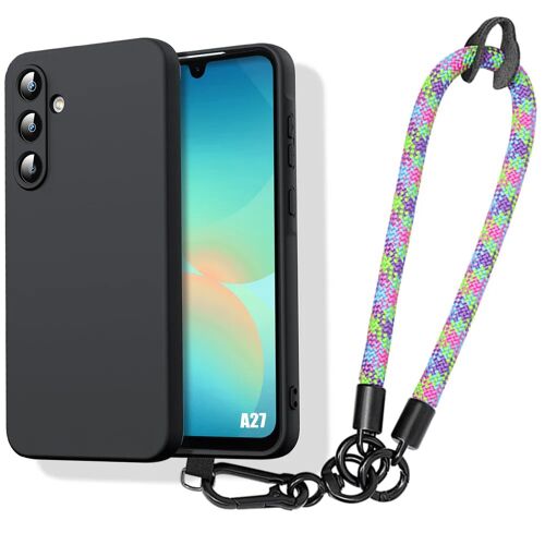 Coque pour Samsung Galaxy A27 5G, Protection Antichoc Noir avec Bracelet Multicolore Détachable - E.F.Connection