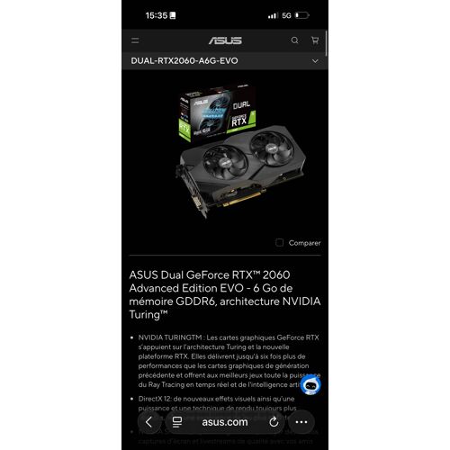 ASUS Dual GeForce RTX¿ 2060 Advanced Edition EVO - 6 Go de mémoire GDDR6, architecture NVIDIA Turing¿