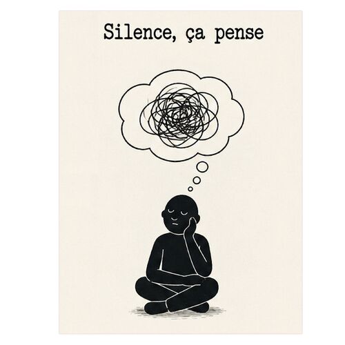 Plaque Métal Humour Silence Ça Pense Déco Bureau 30 x 20 cm
