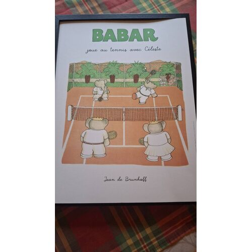 Affiche Poster Repro Babar Joue Au Tennis Avec Céleste