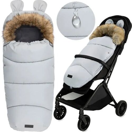 Momi Cozy ¿ Chancelière Universelle Pour Poussette ¿ Sac De Couchage Bébé ¿ Finition Peluche ¿ Capuche Oreilles ¿ Gris