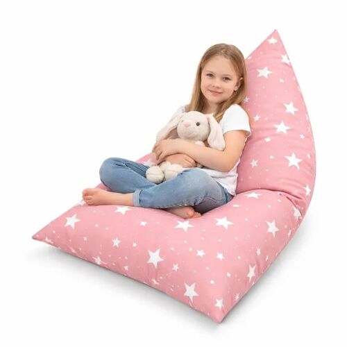 Ginger Home Little Stars Pouf Enfant Convertible En Transat, 100% Coton, Rose À Étoiles, 127x81x76 Cm