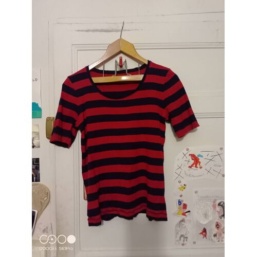 Tee Shirt Rayé Rouge/Noir 38 M Monoprix Femme.